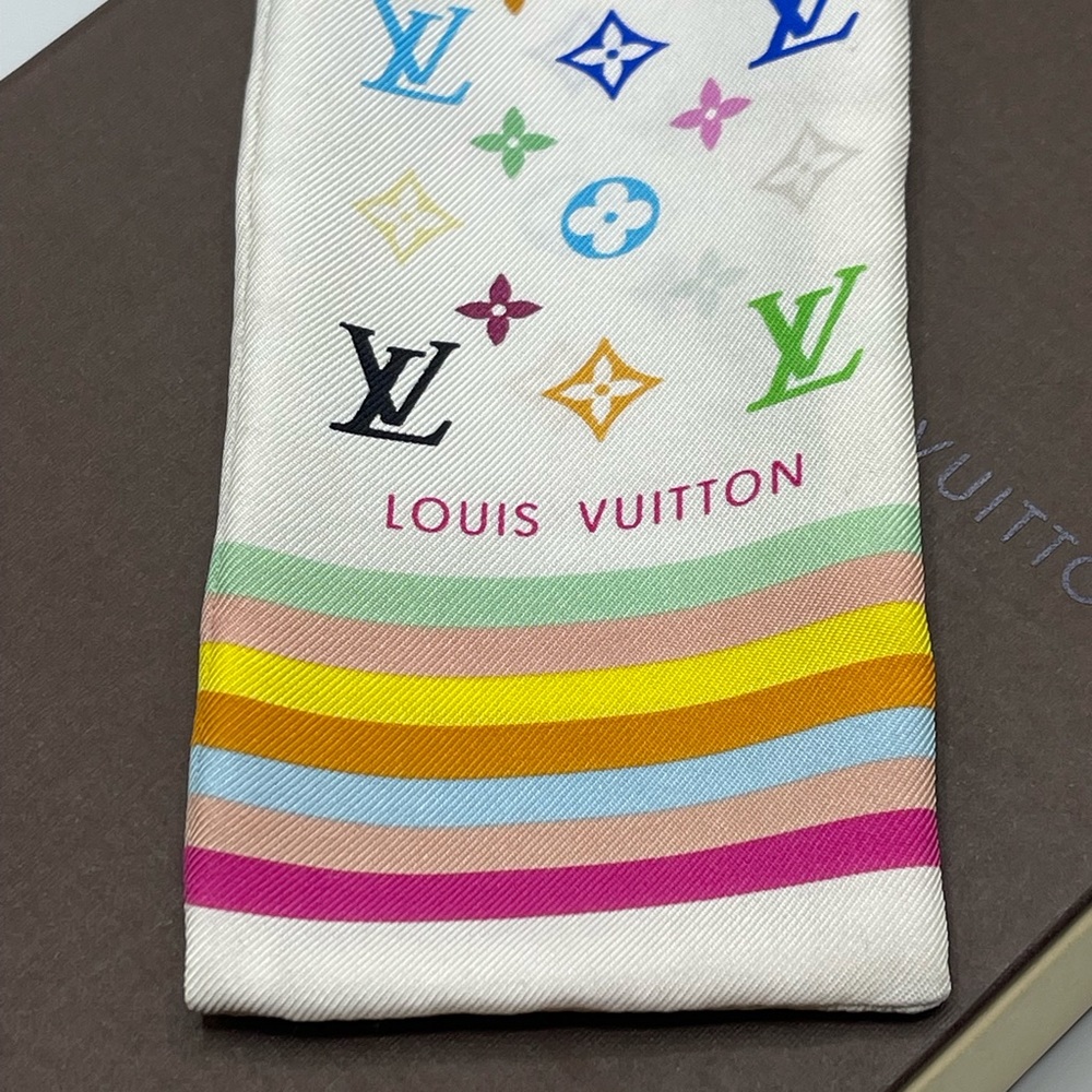 Louis Vuitton x Takashi Murakami Multicolor Y2K Bandeau Neckerchief Scarf Wrap - Picture 5 of 13